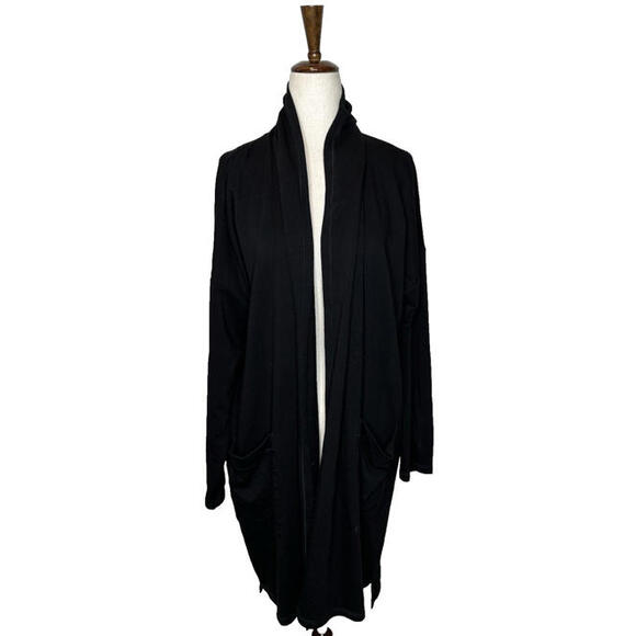 Eileen Fisher Long Open Cardigan Sweater XS Coat Jersey LS Pockets Black NWT,All Products : American Fashion Style Bags On Sale